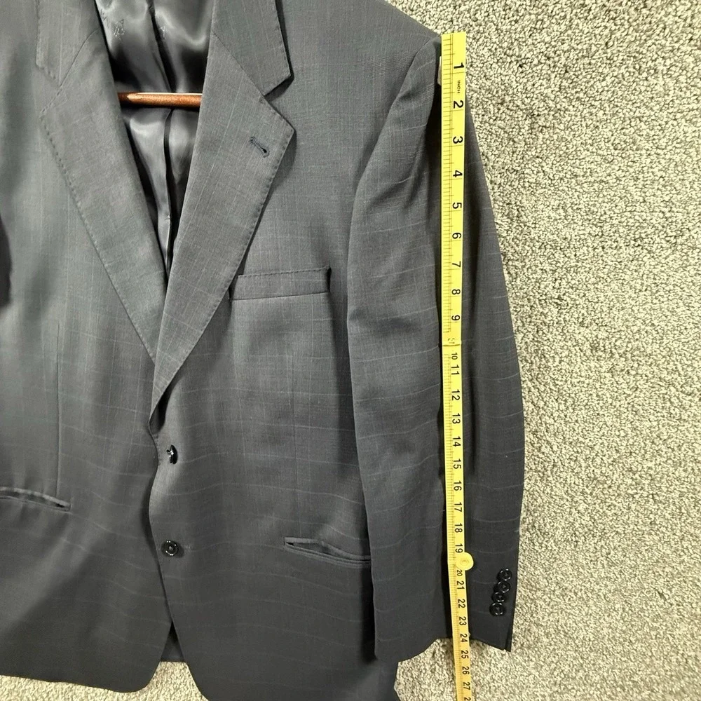 Jos A Bank Signature Gold Gordon 46R Navy 100% Wool Windowpane Sport Coat